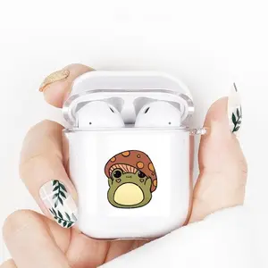 Adorable Mushroom Frog Design Earphone Case with Hiking Buckle, Shockproof & Anti-fall TPU Earphone Cover for AirPods 1/2, 3, Pro, Pro 2, Gift for Friend