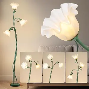 Bedroom Floor Lamp with Plant Shelf, 3 Color Temperature LED Reading Light, Adjustable Gooseneck for Living Room Office Corner