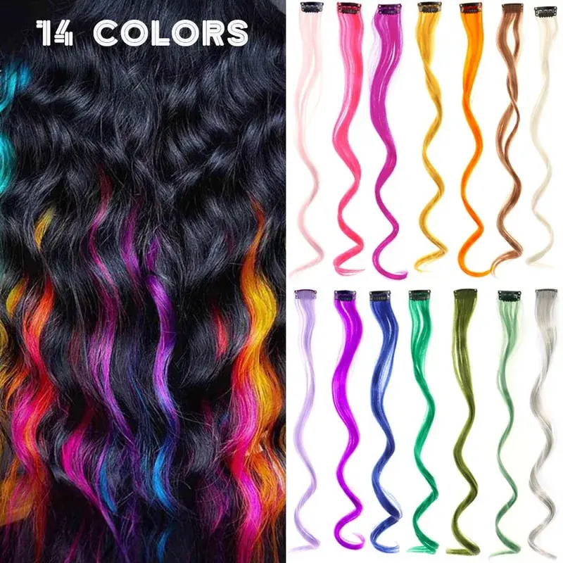Mixed Women\'s Hair Clip Set - Black, Green, Pink, Purple, Pearl Light Pastel Dip Dyed Hair, Clip in Hair Extensions, Tie Dye  main image 4