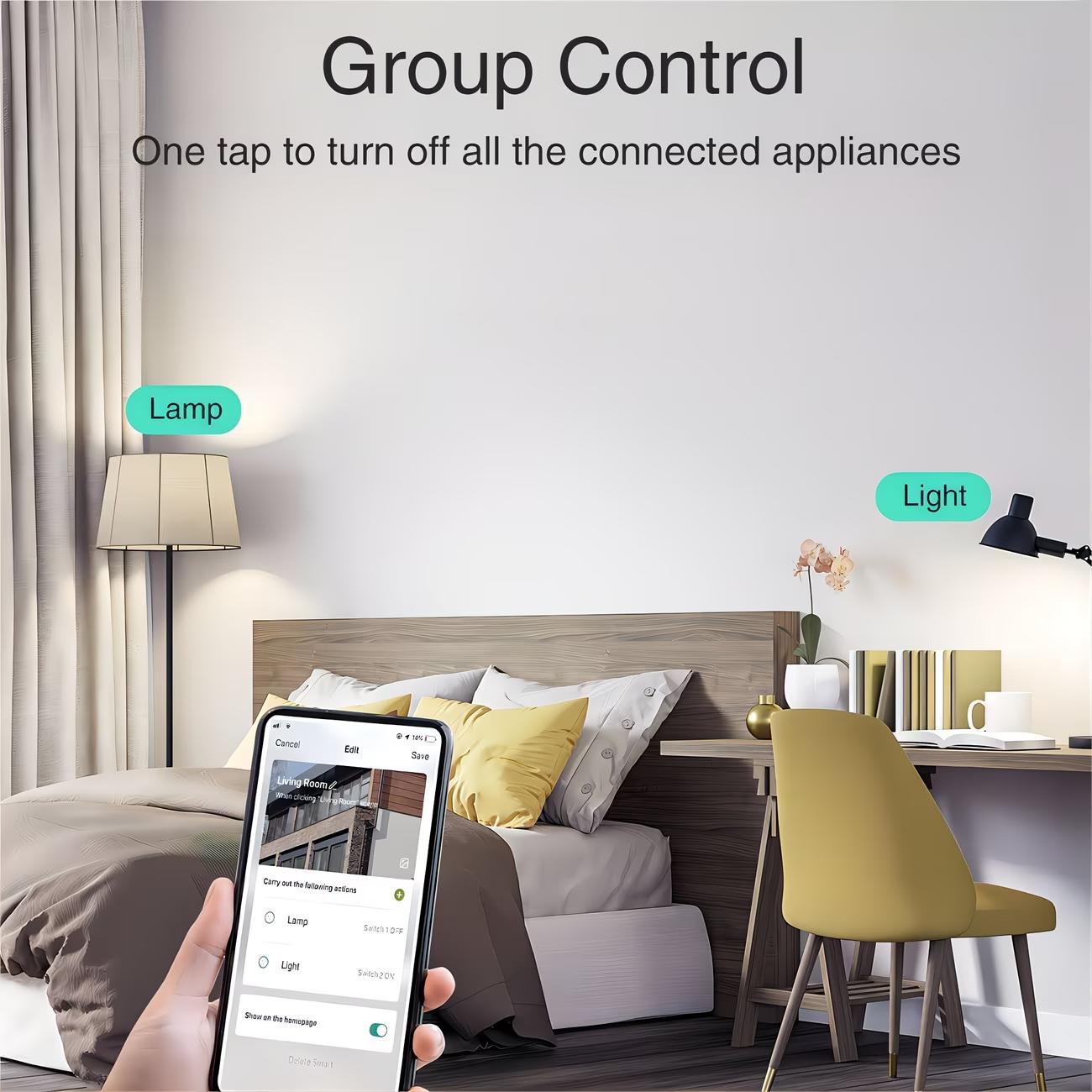 WiFi smart socket, power outlet with timer function and app control, multi-functional mini smart socket suitable for home and office, Alexa compatible.