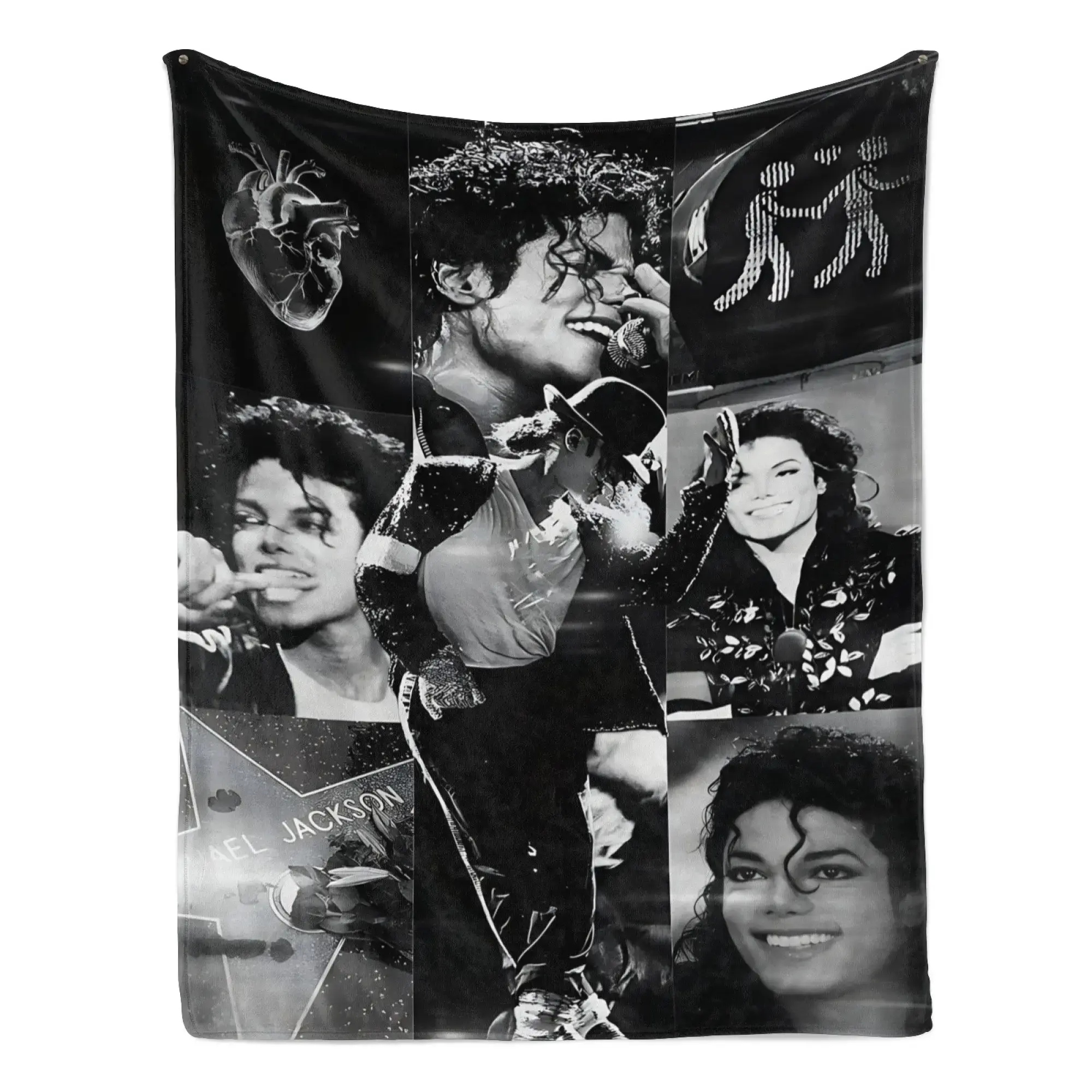 Michael Jackson Vintage Photo Collage Flannel Blanket, Classic Pop Singer Throw for Retro Fan Lounge Rooms, Soft Sofa Cover for Movie Nights, Collector Wall Accent & Birthday Holiday Gift for Adults, Teens and MJ Lovers