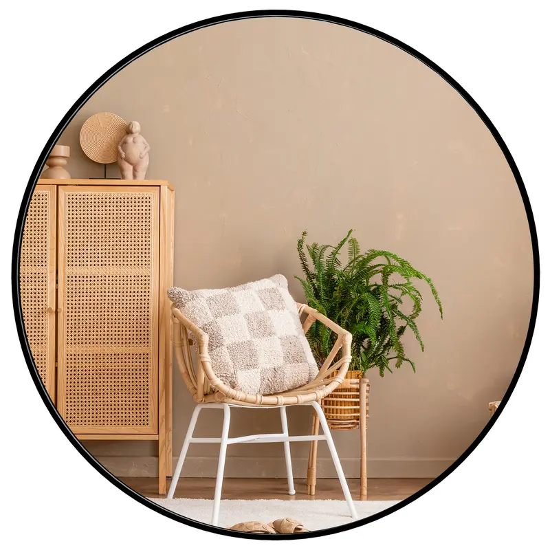 Sweetcrispy Round Mirror, Circle Wall Mirrors Metal Frame, Circular Mirrors for Wall, Living Room, Bathroom, Vanity, Entryway, Hallway.