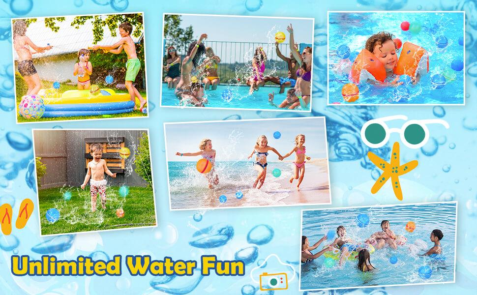 Reusable Magnetic Water Balloons 12 Pack – Silicone Self-Sealing Water Balls, Quick Fill Splash Toys, Leakproof Eco-Friendly Summer Pool Toys for Kids & Adults Outdoor Beach Fun
