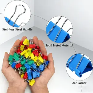 48 Pack Push Paper Clips & Binder Clips – Medium Reusable Heavy Duty Clamps, No Damage or Marks, Holds 50 Sheets, for Office, School & Home Organization