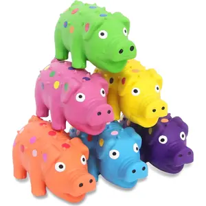 6 Pack Squeaky Pig Dog Toys, Rubber Pig Dog Toys for Puppy, Small, Medium Dogs, 4 Inch Durable Interactive Grunting Latex Squeaky Chew Toys