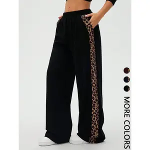 Women's retro straight leg wide leg pants, leopard print gradient print, loose and slim fit effect, casual and fashionable bottom pants, casual and casual casual pantsRAIMENTRY