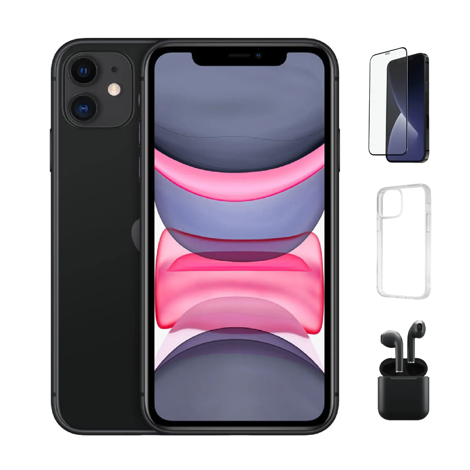 Refurbished iPhone 11(Unlocked)-Excellent Condition with Case, Wireless Earbuds,Tempered Glass Screen Protector & 1 Year Warranty A2111