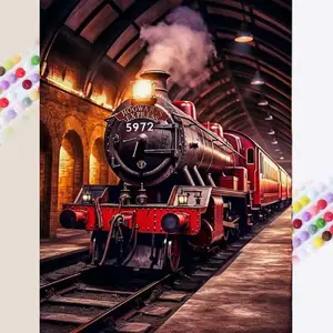 1 DIY diamond painting kit, 5D diamond art set, DIY decoration, Hogwarts train diamond painting kit full round drill, mosaic, diamond art, DIY art home decor, suitable for Christmas.