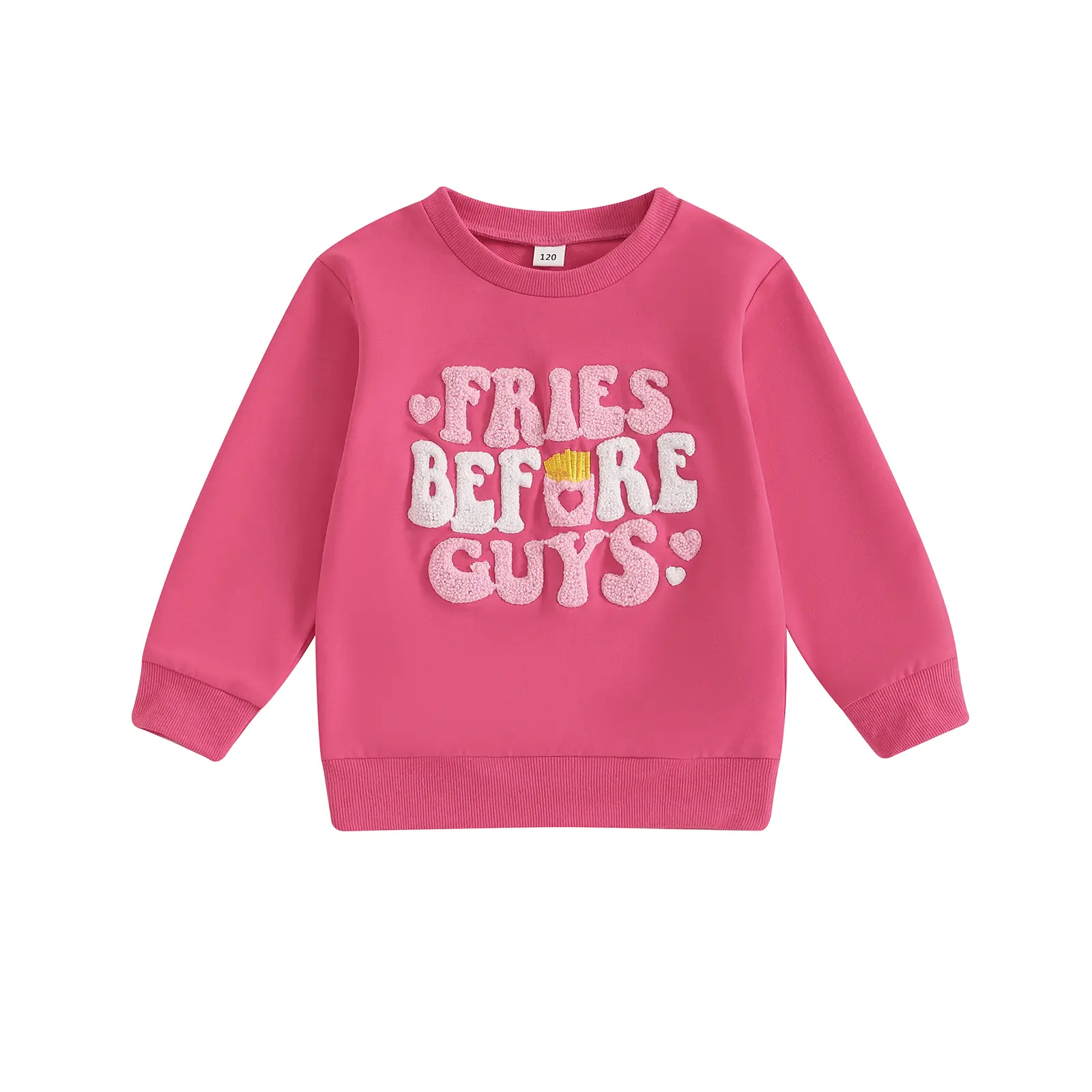 FOCUSNORM Valentines Day Baby Outfit Toddler Girl Valentines Day Shirt Fries Before Guys Sweatshirt Vintage Sweater Clothes