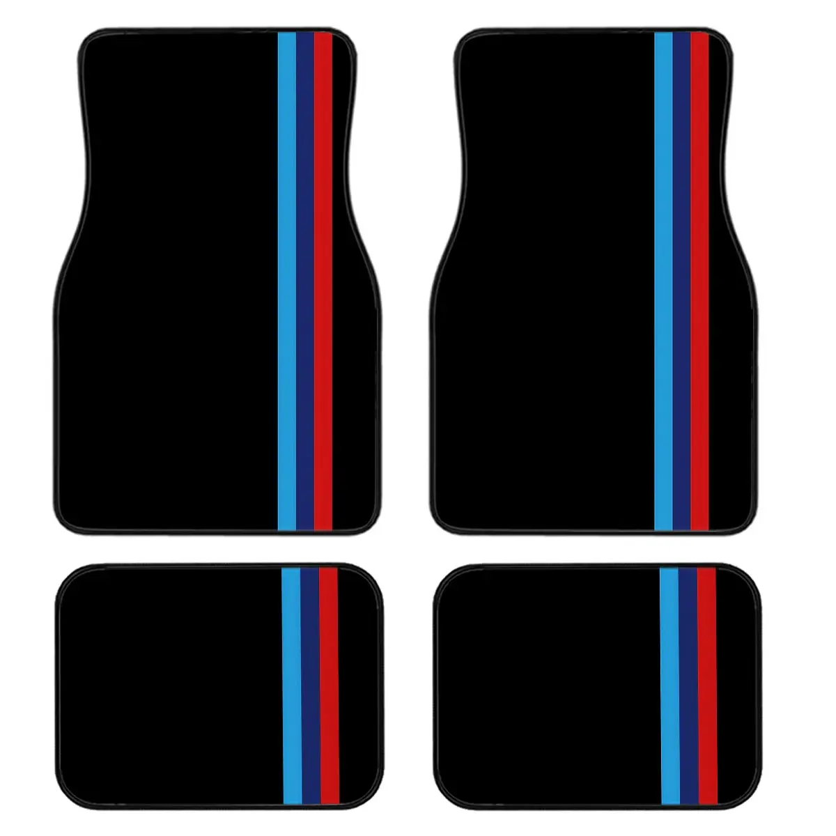 4-Piece Car Floor Mats Set, Automotive Mats, Universal Fit, Base with Blue Stripes, Full Coverage, Crystal Velvet, Truck Accessories, Car Accessory, for Cars Suvs Trucks
