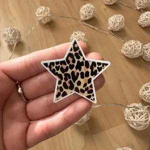 leopard print star sticker