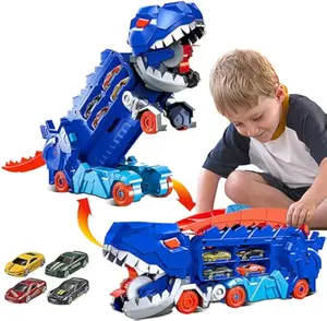 Toddler Dinosaur Cars Transport Truck Carrier for 3-8 Years Old Boys, Gift Set for Boys and Girls