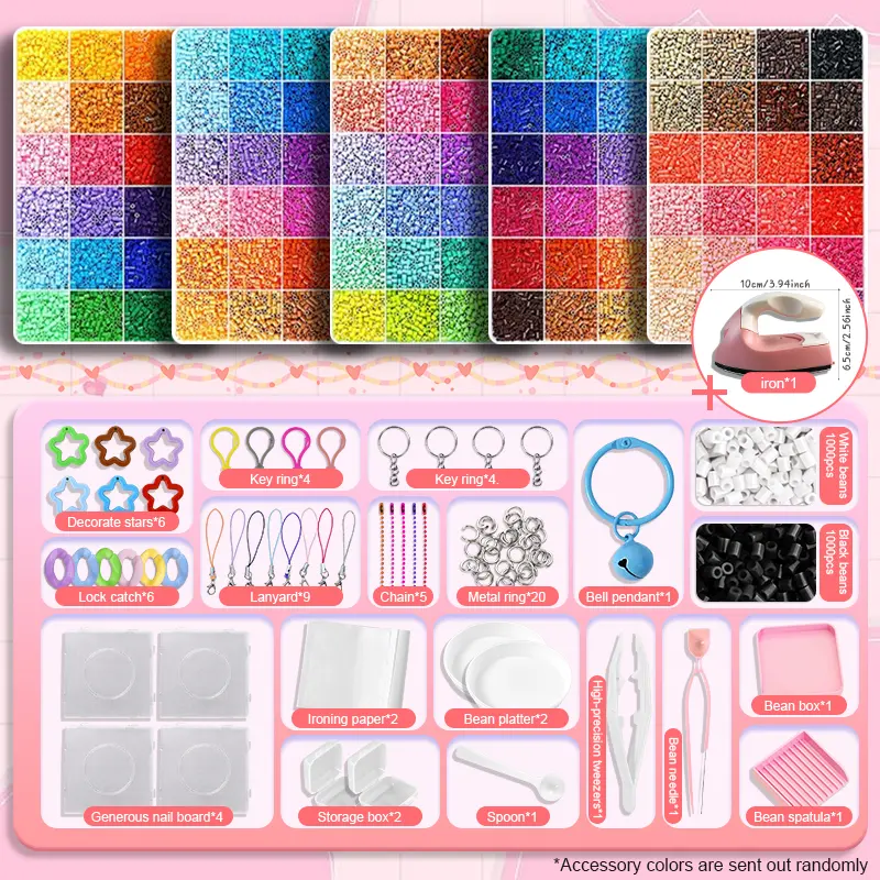 [Summervibes]Fuse Beads Kit-3D-Easy DIY Crafts Supplies for Handicraft Enthusiast, Women, Great Supplies for Fuse Beads Artist, Art Decorations for Room, 24/48/72/96/120-Colors 14400-72000Pcs 2.6mm, Ideal Gift, Pixel Art,  End Of Year Student Gifts