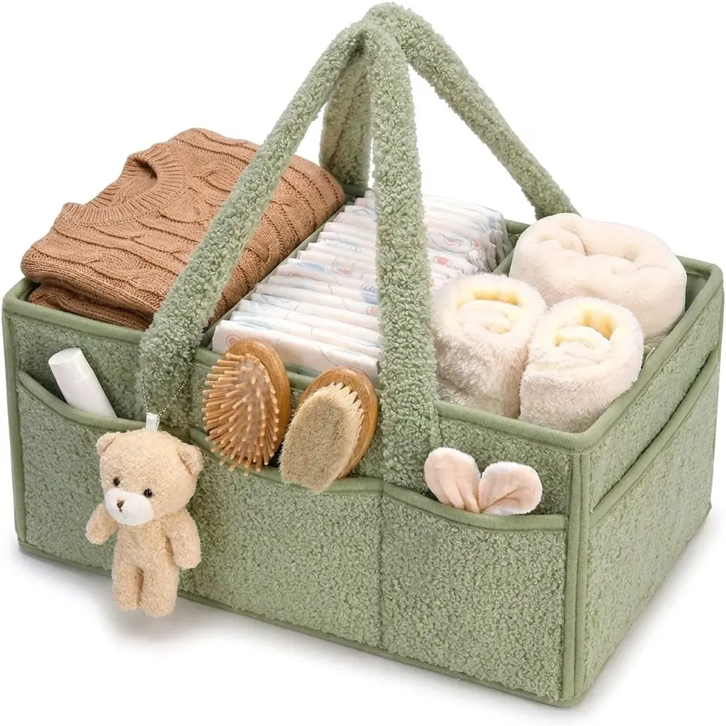 Diary Baby Diaper Caddy Organizer with Handle, Stylish Storage Basket for Newborn Essentials and Diaper Station, Gift for Baby Shower and Registry Must-Have