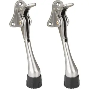 Kickdown Door Stopper 5 Inches - Door Stop for The Bottom of Door Made of  Alloy Metal Heavy Duty Door Stoppers with Rubber Tip & Wall Protectors for Wide Doors Nickel