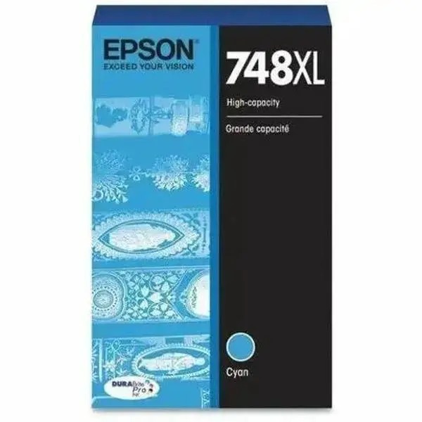 Epson DURABrite Pro 748 High Yield Cyan Ink Cartridge - Original OEM Ink for Epson Workforce Printers