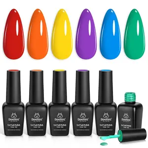 Beetles Gel Nail Polish Set 6 Colors Pastel Yellow Pink Blue Gel Polish Gel Nail Polish Soak Off Nail Lamp Uv Gel Nail Kits Nail Art Manicure DIY Nail Home