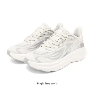 White Running Shoes with Thick Sole - Breathable & Shock-Absorbing Sneakers for Marathon Training, Hiking & Everyday Use