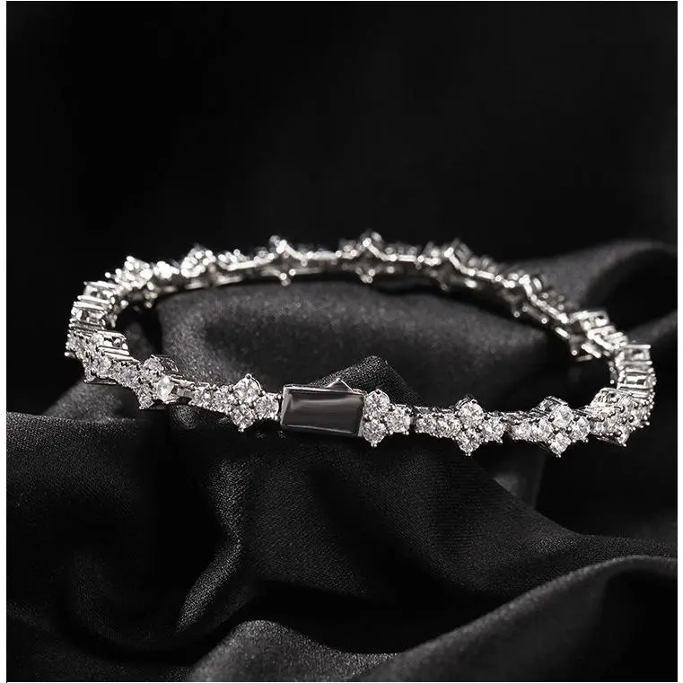 Bold Design Stacking Sparkly Chunky Cross Bracelet - Hand-Set Crystals, 18Ct Gold or 925 Silver Plated, 7-8In Daily Wear, Durable Push-In Clasp, Cross Bracelets & Bangles