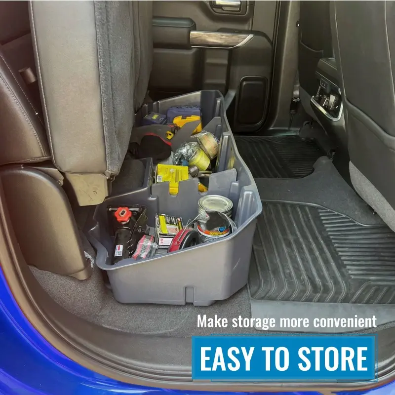 Under Seat Storage Box, Car Organizer for 2019-2026 Silverado Sierra 1500 2500HD Double & Crew Cab, Truck Accessory with Anti-Skid Surface, PP Plastic Hardware Tool