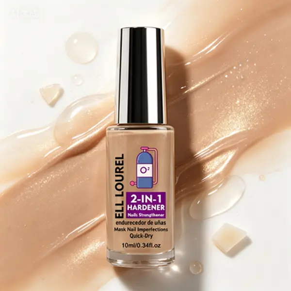 ELL LOUREL 2 IN 1 Quick Dry Nail Hardener, Nude Beige Nail Strengthener, Mask Nail Imperfections Repair Brittle Thin Nails Daily Nail Care Varnish 10ml