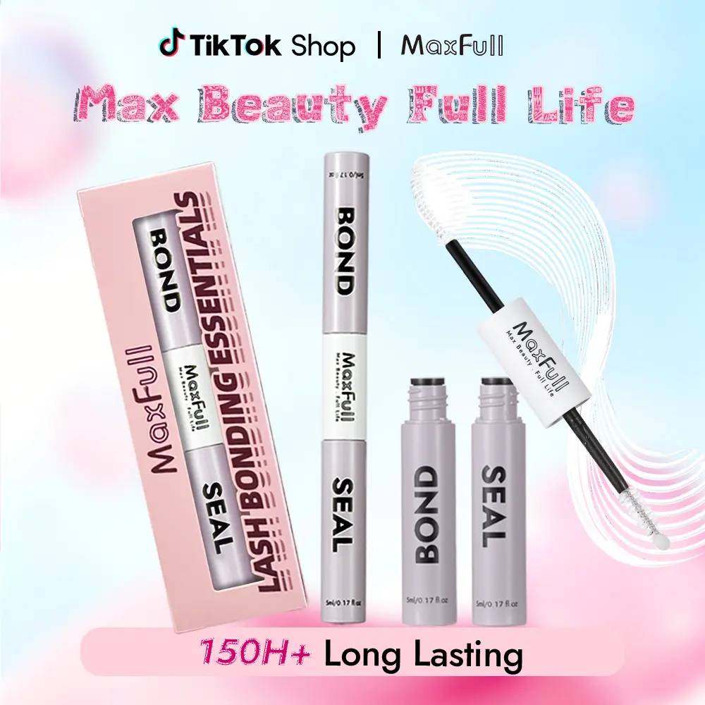 MAXFULL 2-in-1 Lash Bond and Seal Adhesive Glue, Strong Hold & Waterproof Mascara for DIY Lash Extensions and Clusters, 10-Day Wear, Latex-Free for Sensitive Eyes, Eyelashes Extensions, Cosmetic, False Eyelashes & Adhesives, Diy Eyelash Clusters, Lash Clu