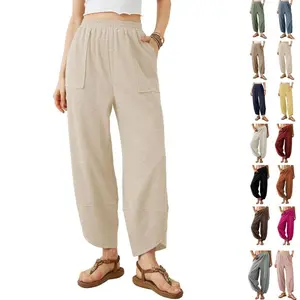 Womens Baggy Wide Leg Pants Casual Loose Elastic Waisted Palazzo Harem Pants with Pockets