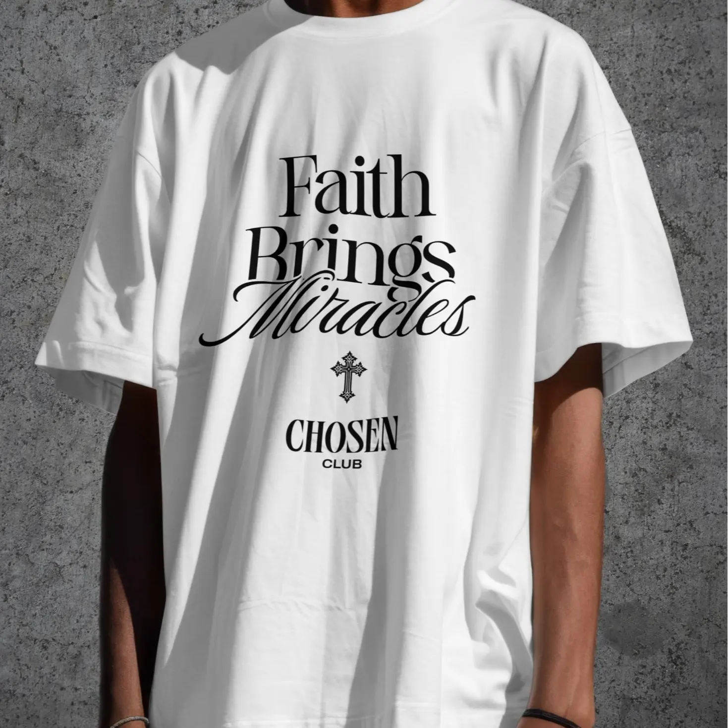 Faith Brings Miracles Christian T-Shirt | White Christian Graphic Tee | Faith-Based Streetwear | Unisex Christian Shirt - ChosenClubApparel