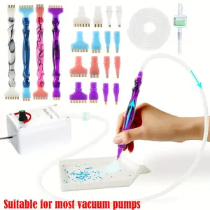 7 Piece Vacuum Diamond Painting Brush Replacement Set, Diamond Art Tools, Crafts, Includes Filter and Silicone Tube, Multi-Head Tools, Compatible with Most Vacuum Pens