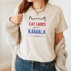 Cat Ladies For Kamala Shirt | Kamala Harris 2024 President Shirt | Cat Mom Shirt | Kamala Rally T Shirt | Childless Cat Ladies Kamala Shirt