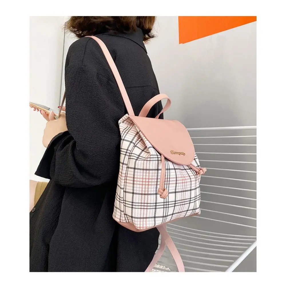 Women's Vintage British Style Plaid Carry-All Functional Backpack with Adjustable Shoulder Straps, Suitable for Daily Use, Work, Ideal for Gifting to Girlfriend as Christmas or New Year's Gift, Carry-All Backpacks, Functional Backpacks