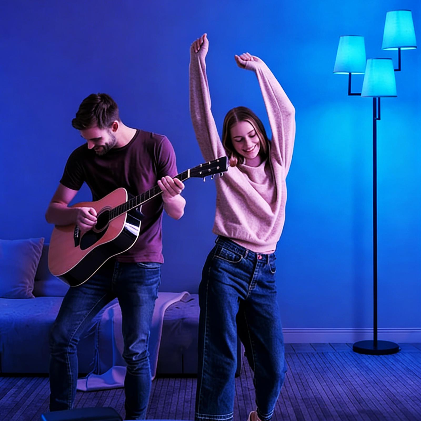 Elegant Wireless RGB Floor Lamp with Fabric Shades – Rechargeable 3-Head Standing Light with Multi-Color Changing, Dimmable Brightness & Remote Control for Bedroom, Living Room or Cozy Home Decor