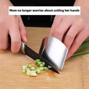 2pcs Stainless Steel Finger Protection Knife, Multifunctional Vegetable Cutting Baffle, Household Kitchen Cooking Gadget, Kitchen Cutting Utensils, 2 Count