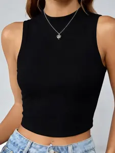 Women's Casual Crop Top Sports Tank Workout Vest, Moisture-Wicking Breathable Sleeveless T-Shirt, Slim-Fitting Underwear for All Seasons, Sleeveless Gym Tops