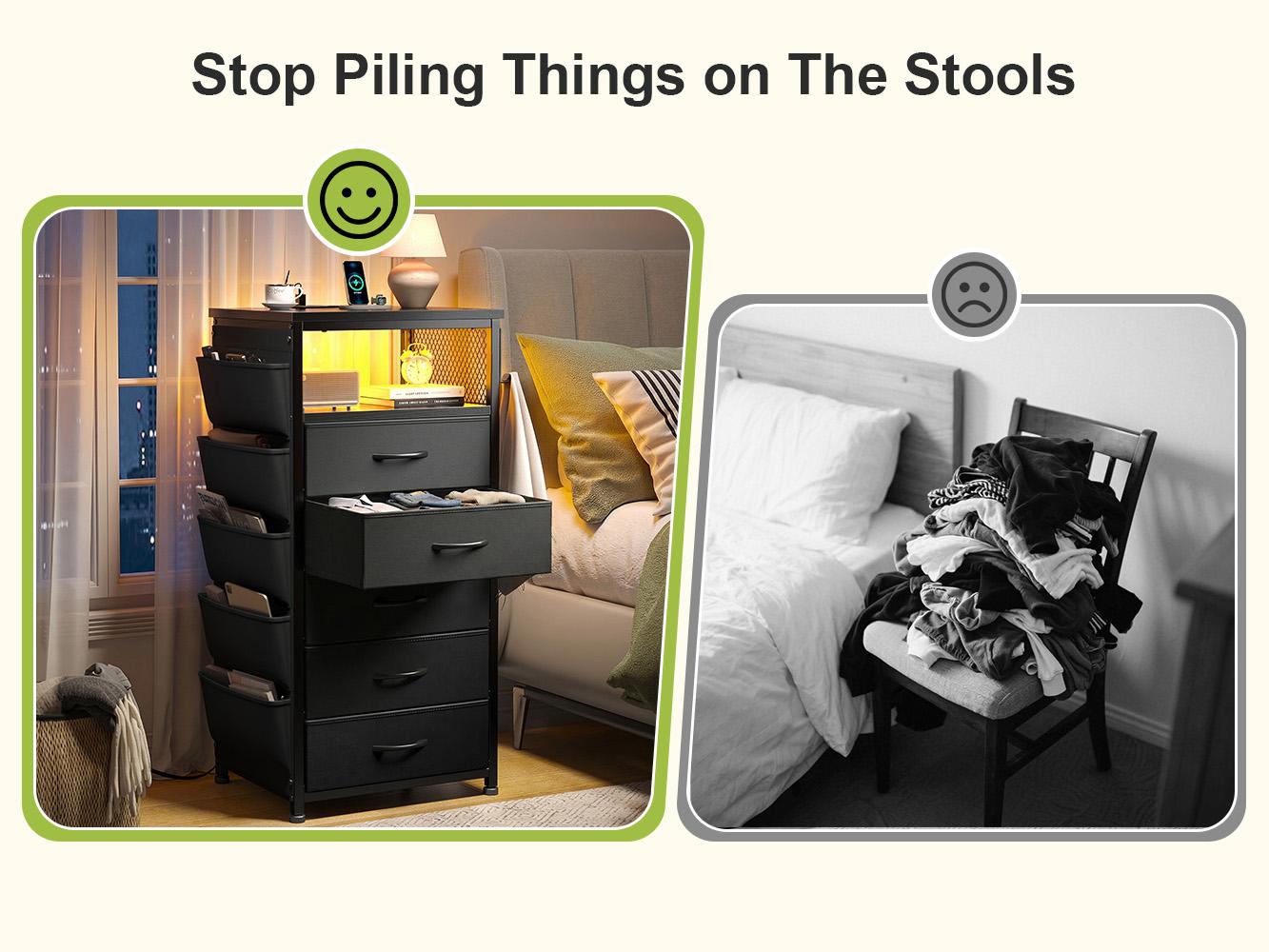 Raybee 37.5" Tall LED Night Stand with 5 Drawers for Tall Bed, Black Narrow Dresser with Charging Station for Living Room, Night End Table with Extra Side Bag & Hooks, Bedside Table with Power Stripe, Bedroom, Closet, Hallway, Entryway, White, Brown Raybee 37.5" Tall LED Night Stand with 5 Drawers for Tall Bed, Black Narrow Dresser with Charging Station for Living Room, Night End Table with Extra Side Bag & Hooks, Bedside Table with Power Stripe, Bedroom, Closet, Hallway, Entryway, White, Brown