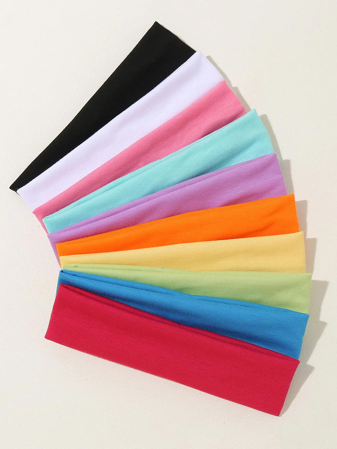 Women's Sporty Minimalist Solid-Color Hair Bands, 10pcs Casual Multicolor Hair Bands for Women and Girls, Elastic Sweat-Wicking Stretchy Headbands for Workout and Sports, Fashion Hair Accessories