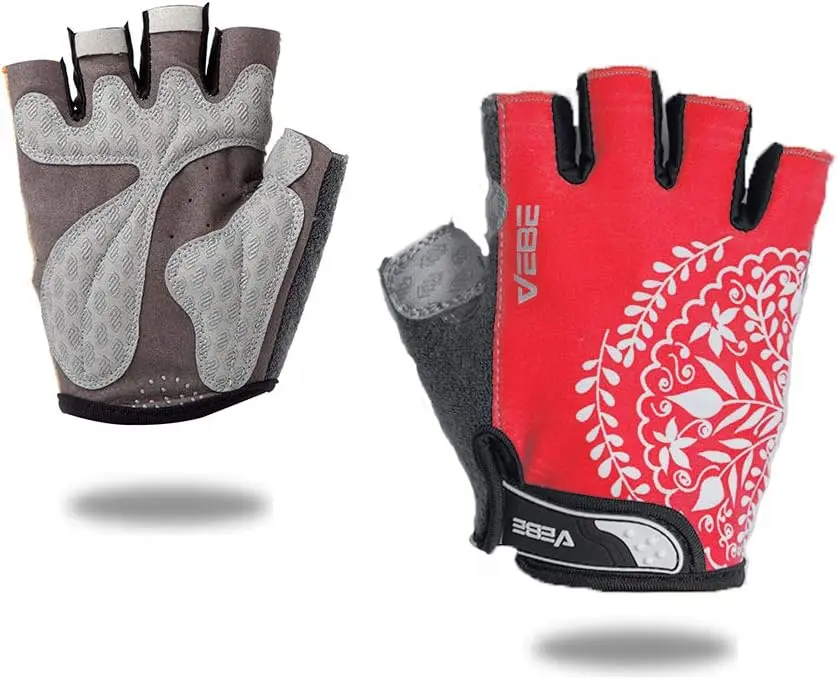 SportsVEBE Women's Biking Cycling Gloves, Non-Slip Shockproof Short Finger Gloves, Outdoor Riding Mountain Bike Gloves