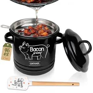Cartoon Animal Pattern Oil Jar with Lid & Filter & Scraper, 1 Set Stainless Steel Food Cooking Oil Storage Container, Kitchen Utensils & Gadgets, Summer for Gift