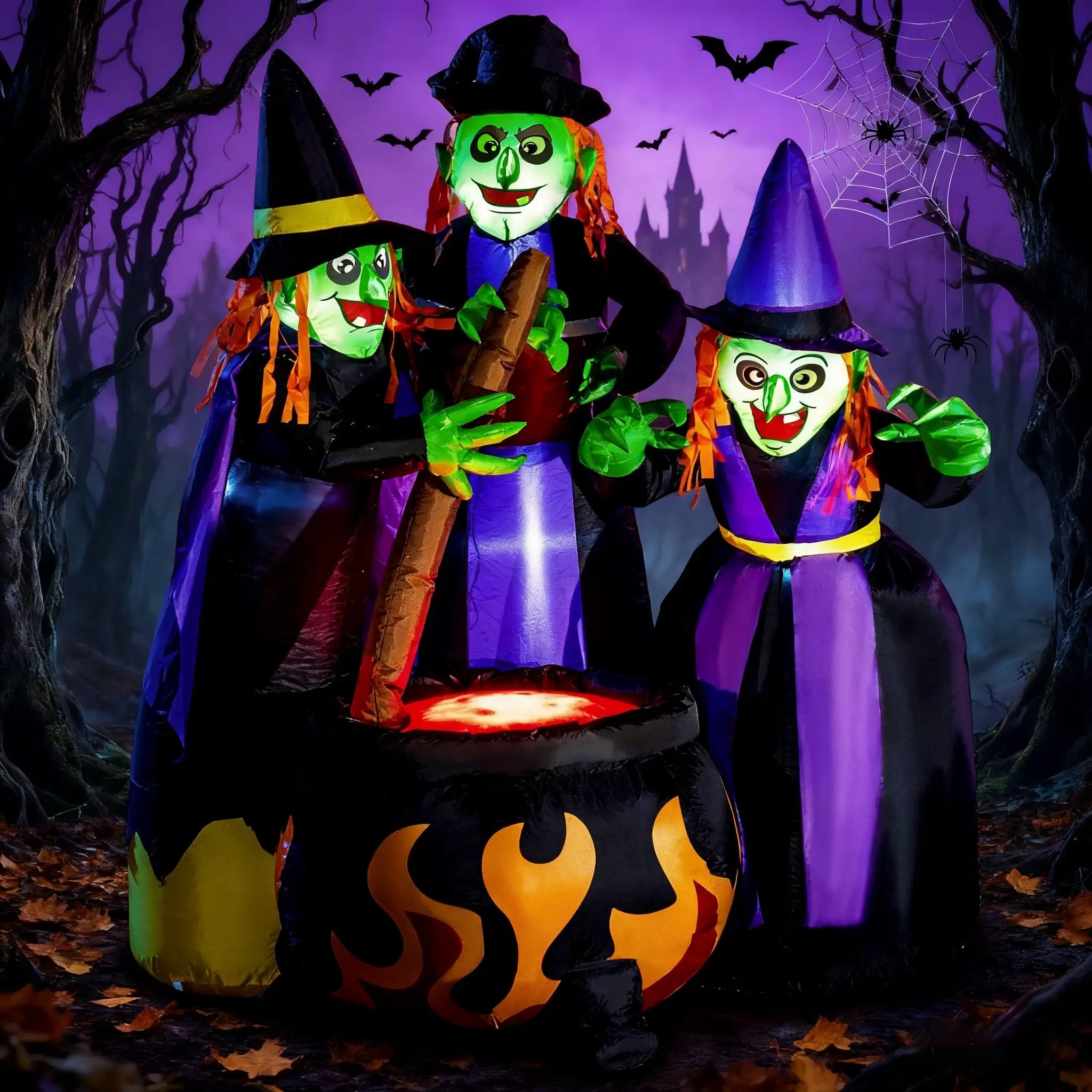 Joyfy 6 Ft Halloween Inflatable Outdoor Witches Cauldron Pot Large Decorations with Flame Light,Halloween Blow Ups for outside Yard Decoration