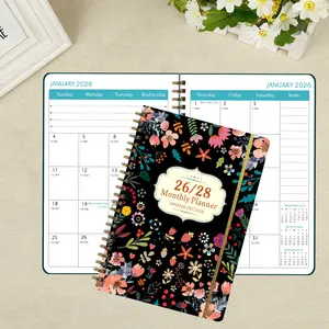 Monthly Planning Book for 2026-2028 Flower Design Financial Planner Notebook for Management Daily & Weekly Planning Spiral Bound Office Stationery Supplies Doodle Typography advent 2026 calendar tiktok shop advent calendar planners for 2026 bullet journal