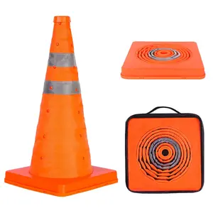 GUARDLEAD 18-Inch Collapsible Traffic Safety Cones with Reflective Collars, Pop-Up Cones for Road Use