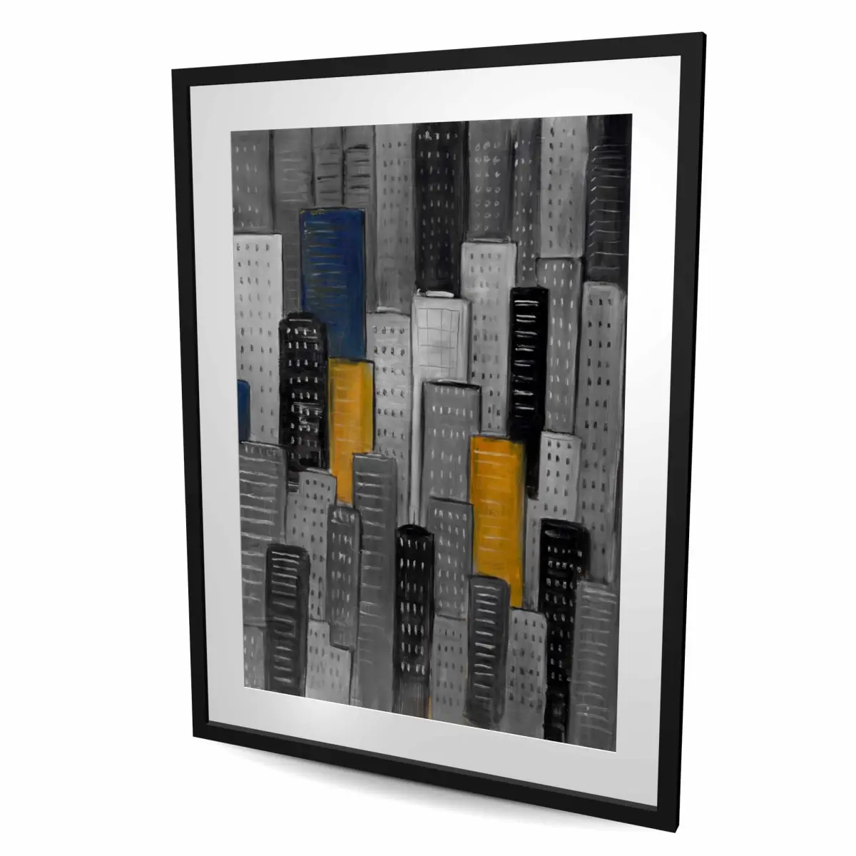 Begin Home Decor C1FM364876PBPH 36 x 48 in. Gray City with Yellow Accents - Contemporary Framed Print Wall Art
