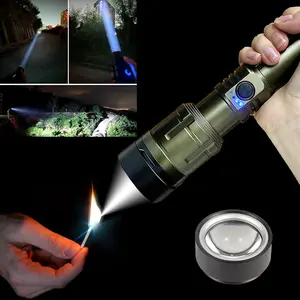 Huukers Tactical Flashlight 3000 Lumens Super Bright Rechargeable LED Waterproof Zoomable with Fresnel Lens Ignition & Strobe Memory Function for Camping Emergency Outdoor Hunting Hiking Fishing