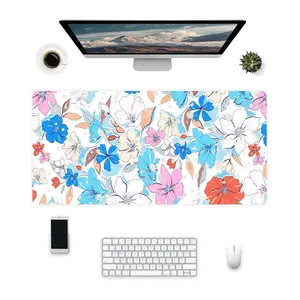 Floral Gaming Mouse Pad Large Desk Mat Extended Keyboard Mouse Pad Anime Mousepad with Non-Slip Base and Stitched Edge Mouse Mat Desk Pad 31.5 x 15.75 in