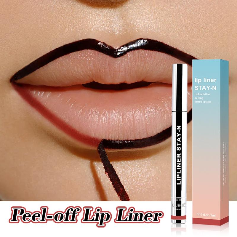 Buy 1 Get 1 Free Wine Red Peel-Off Lip Liner Pencil Plumps Lip Lines Enhances Lip Color Long-Lasting Transfer-Proof Waterproof Lip Makeup Set