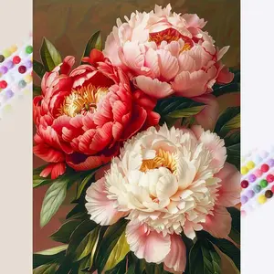 1 set of DIY diamond painting kit, 5D diamond art set, DIY decoration peony, blooming, vibrant. Mosaic, diamond art, DIY art home decoration, Diamond Art Tools, Handicraft