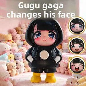 Gugu Gaga Face Changing Figure Keychain Kawaii Cartoon Stress Relief Toy Blind Box Doll Pendant Creative Birthday Gift