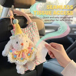 Universal Cute Animal Car Tissue Holder | Soft Rabbit Plush Napkin Case | Hanging Seat Back Tissue Bag | Furry Interior Decoration Accessory for All Cars Solar Powered Winter Windshield Defroster drift Long Carbon Fiber Stretchable Truck Bed Cargo Net