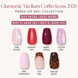 Glamnetic Medium Coffin Icons 2026 Press-On Nail Collection