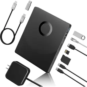8 in 1 External Blueray/DVD Drive for PC, External CD/DVD Drive for Laptop Support 100G Disc , Bluray Burner with HDMI/LAN/USB 3.0/Type-C/SD/TF Port, Blu-ray Player for Windows XP/7/8/10/11 MacOS